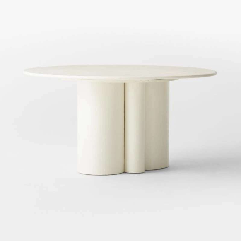 Sannois Round Lacquered Linen White Dining Table 5 Sannois Round Lacquered Linen White Dining Table - Image 3