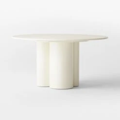 Sannois Round Lacquered Linen White Dining Table 12 Sannois Round Lacquered Linen White Dining Table -Furniture Sale SannoisLcqrdLnDnngTableSDSSS22