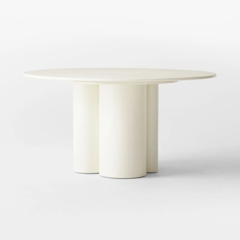 Sannois Round Lacquered Linen White Dining Table 6 Sannois Round Lacquered Linen White Dining Table - Image 4