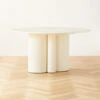 Sannois Round Lacquered Linen White Dining Table -Furniture Sale SannoisLcqrdLnDnngTableSHS22