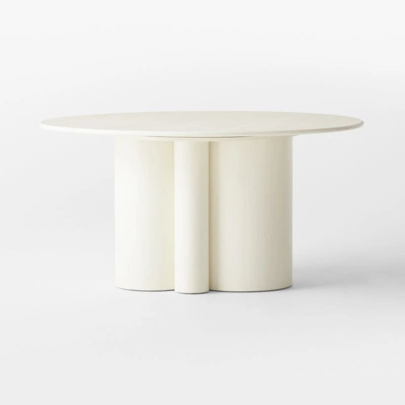 Sannois Round Lacquered Linen White Dining Table 4 Sannois Round Lacquered Linen White Dining Table - Image 2