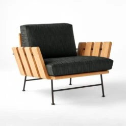 Seahaven Teak Outdoor Lounge Chair With Coal Perennials® Cushions -Furniture Sale SeahavenCoalLoungeChair3QSSS22