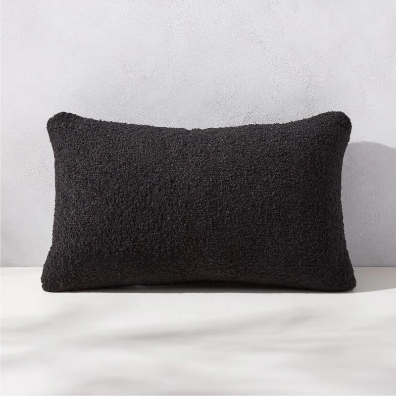 Silves Black Boucle Outdoor Throw Pillow 20''x12'' 3 Silves Black Boucle Outdoor Throw Pillow 20''x12''