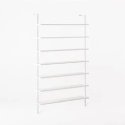 Stairway Wide White Metal Wall Mount Bookshelf 96'' -Furniture Sale Stairway96inWdShelvesWht3QSSF21