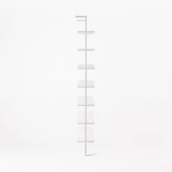 Stairway Wide White Metal Wall Mount Bookshelf 96'' -Furniture Sale Stairway96inWdShelvesWhtSDSSF21