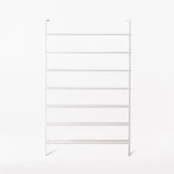 Stairway Wide White Metal Wall Mount Bookshelf 96'' -Furniture Sale Stairway96inWdShelvesWhtSOSSF21