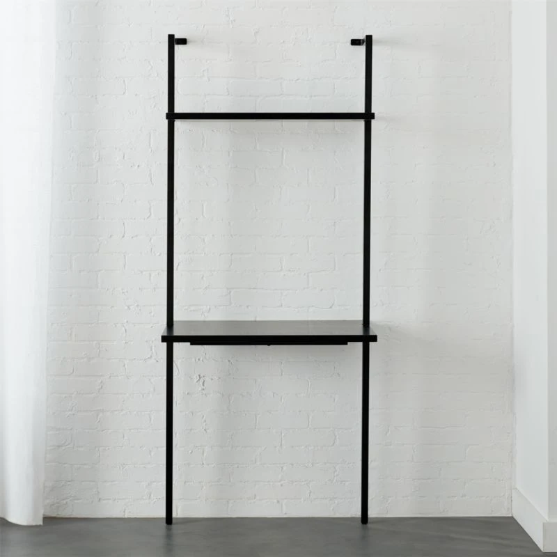 Stairway Black Wall Mount Desk With Shelf 72.5'' 3 Stairway Black Wall Mount Desk With Shelf 72.5''