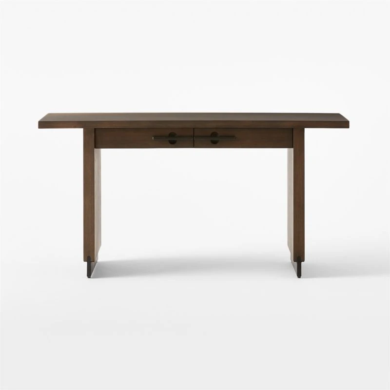 Stilt 2-Drawer Fumed Oak Wood Desk 4 Stilt 2-Drawer Fumed Oak Wood Desk - Image 2