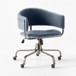 Stretta Blue Velvet Office Chair 10 Stretta Blue Velvet Office Chair -Furniture Sale StrettaBlueMtlOffcChair3QSSS22