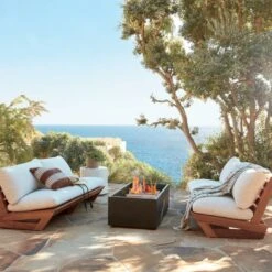 Rectangular Metal Fire Pit -Furniture Sale SunsetTeakOutdoorLoveseatM21