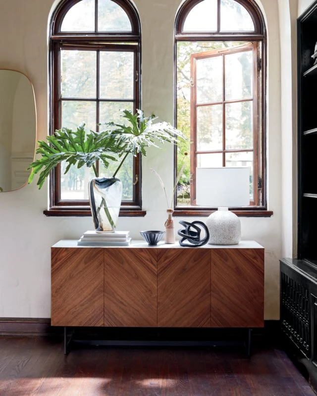 Suspend Marble And Brown Walnut Wood Media Console 6 Suspend Marble And Brown Walnut Wood Media Console - Image 4