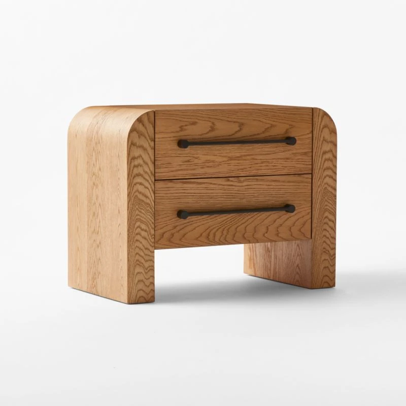 Sutton 2-Drawer White Oak Wood Nightstand 4 Sutton 2-Drawer White Oak Wood Nightstand - Image 2