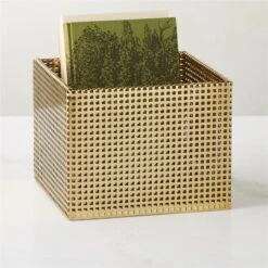 Tegan Perforated Brass Metal Storage Basket Small -Furniture Sale TeganBrassPrfrtdBasketAVSHS23