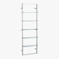 Tesso Chrome Metal Wall Mount Bookshelf -Furniture Sale TessoBookcaseChrmGls3QF8