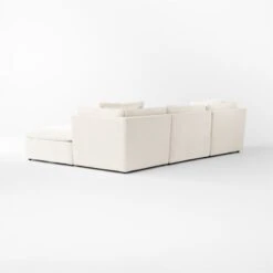 Turn 4-Piece Off-White Performance Velvet Sectional Sofa -Furniture Sale Turn4PcCreamSect3QBSSS23