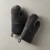 Charcoal Grey Velvet Oven Mitts Set Of 2 -Furniture Sale VelvetPotHolderS2SHS20