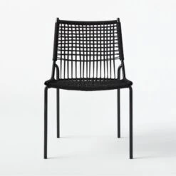Virve Black Rope Outdoor Dining Chair -Furniture Sale VirveBkSSDnngChairBkRpSOSSS22