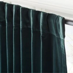 Dark Green Organic Cotton Velvet Window Curtain Panel 48"x84'' 10 Dark Green Organic Cotton Velvet Window Curtain Panel 48"x84'' -Furniture Sale VlvtDkGnOrgCtnCrtn96PnlAV3SHF23