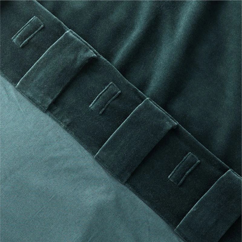 Dark Green Organic Cotton Velvet Window Curtain Panel 48"x84'' 7 Dark Green Organic Cotton Velvet Window Curtain Panel 48"x84'' - Image 5
