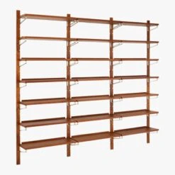 Walnut Modular Triple Shelf 88" 20 Walnut Modular Triple Shelf 88" -Furniture Sale WalnutMod88TripleShelf3QF18