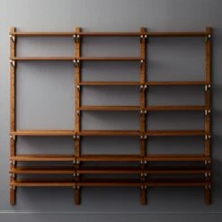 Walnut Modular Triple Shelf 88" 15 Walnut Modular Triple Shelf 88" -Furniture Sale WalnutMod88TripleShelfRO5F18