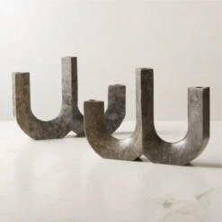 Xavier Grey Marble Taper Candle Holder -Furniture Sale XavierMrblTaperHolderAV2SHF23