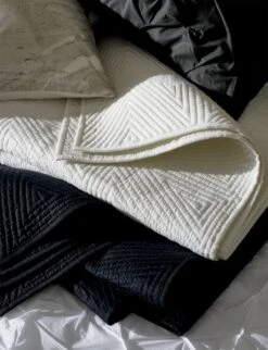 Triangle Black Coverlet And Shams -Furniture Sale marbleizedbeddingJN18